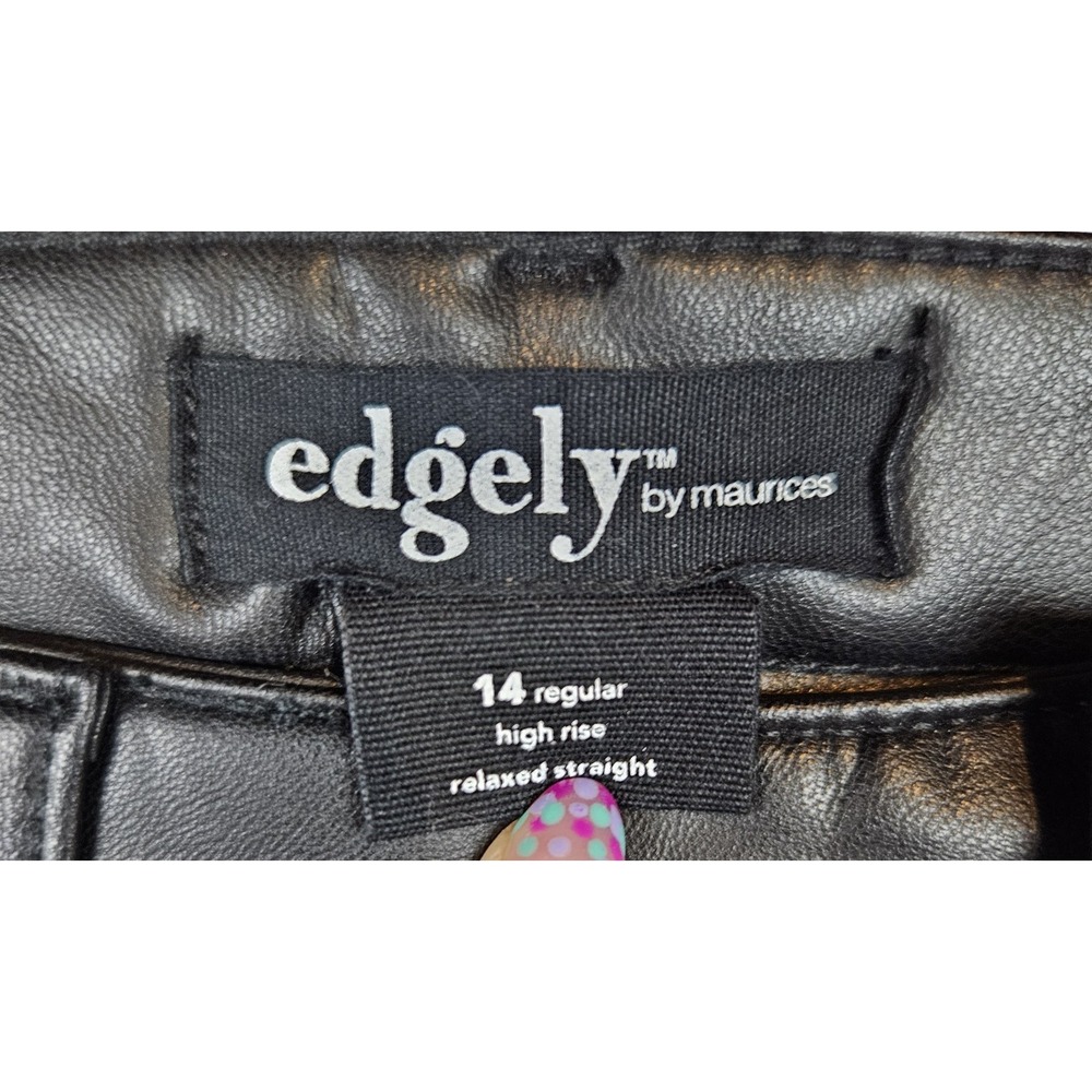 Edgely By Maurices Faux Leather Wide Leg Cargo Pants Sz 14 Goth Punk Glampunk D6 - Picture 3 of 5